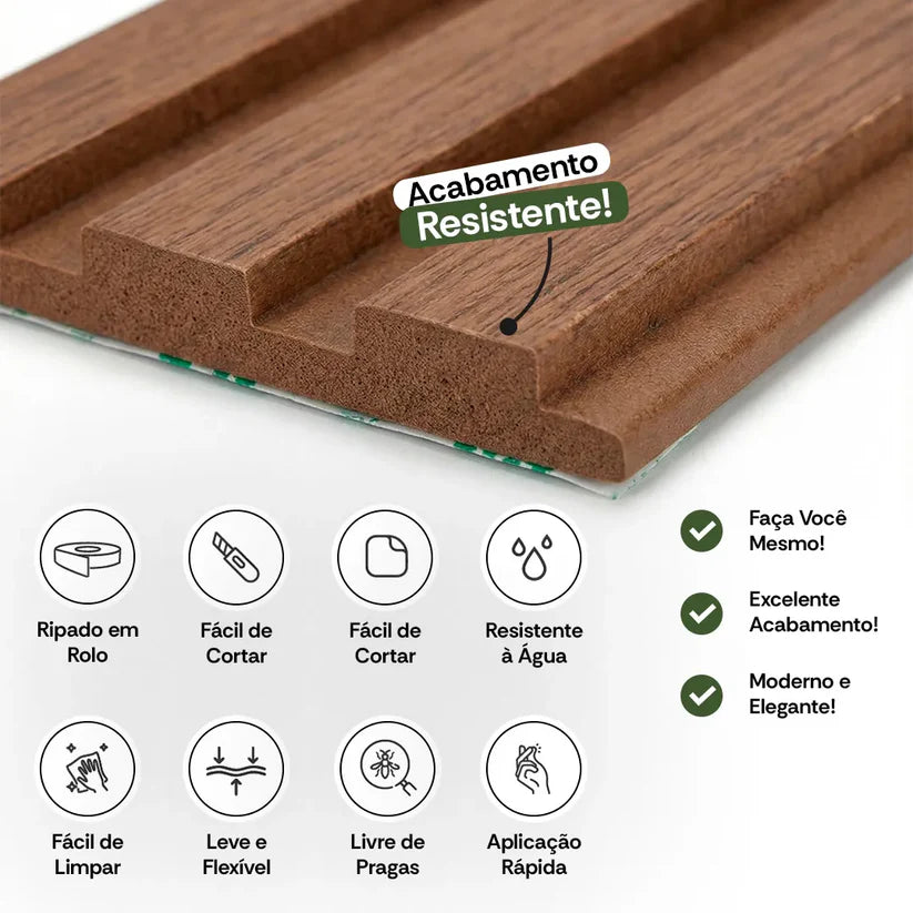 Painel de Ripa Laminado Autocolante Auréon - Sofisticação e Conforto em Cada Detalhe 🔥Queima de Estoque🔥