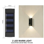 Luminária de parede solar externa à prova d'água, alimentada por energia solar, com iluminação para cima e para baixo, ideal para decoração de casa, jardim e quintal